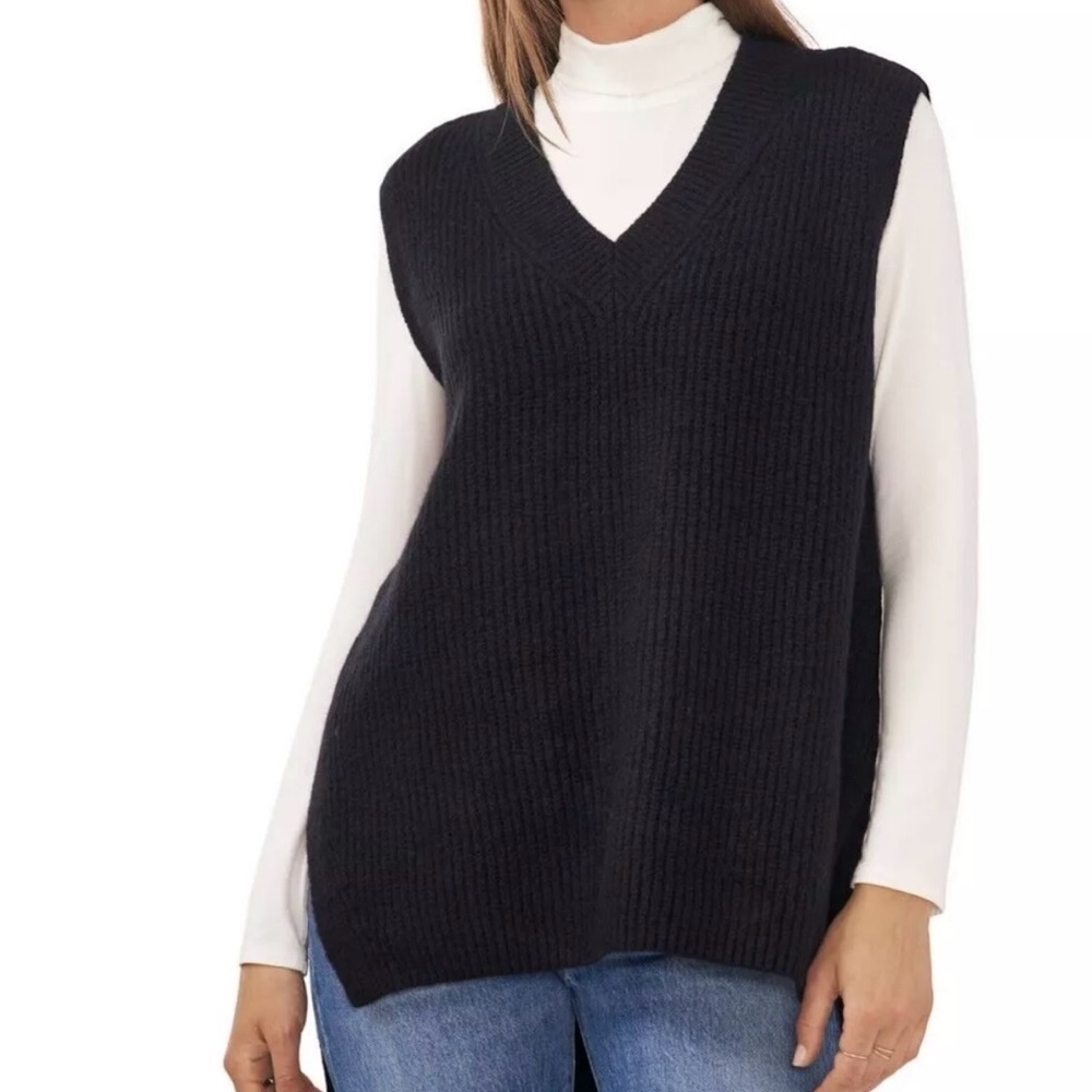 NWT Vince Camuto sweater vest size L black